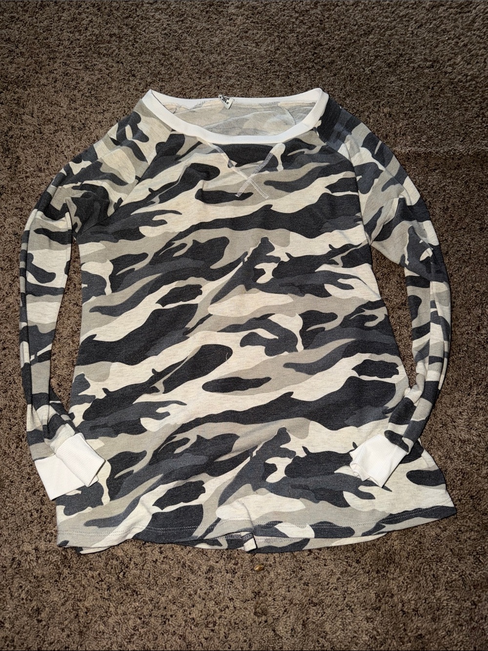 Sew In Love Black and White Camo Long Sleeve Top